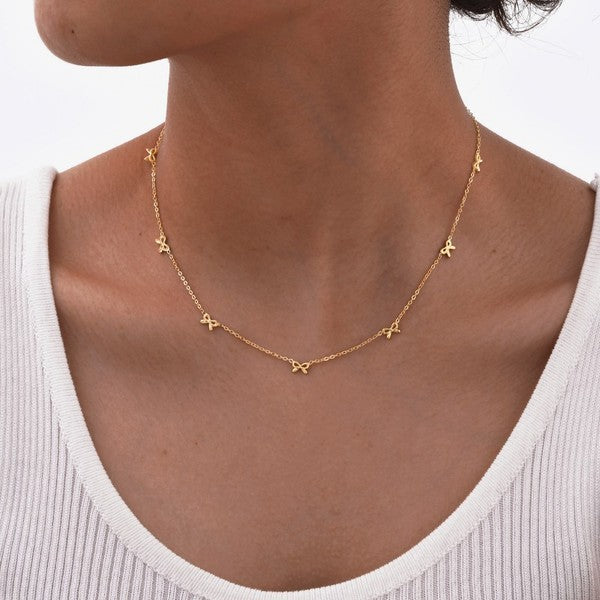 18k bow necklace