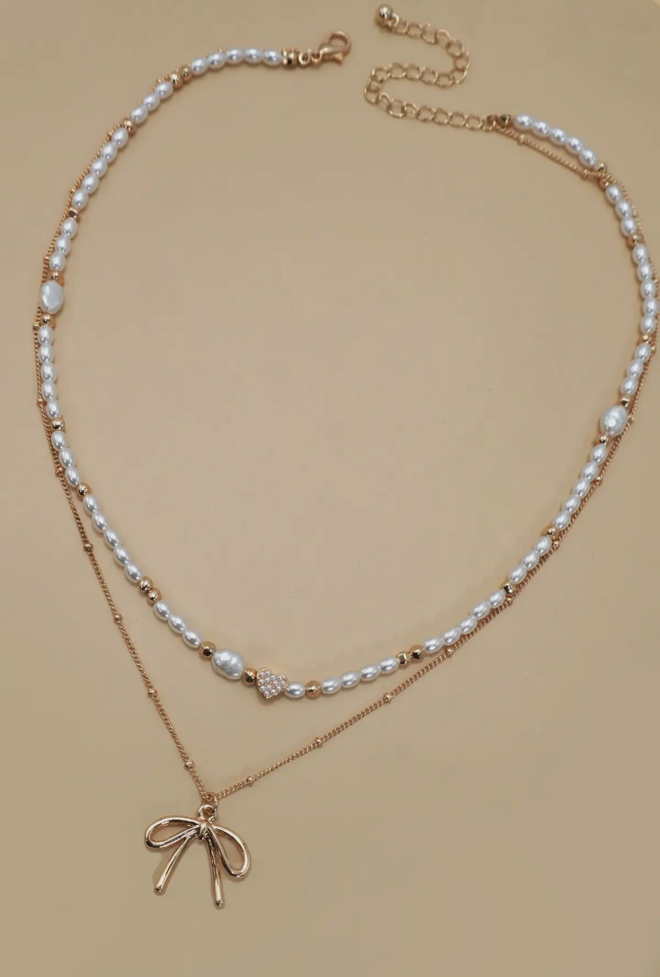 Double layer pearl and heart