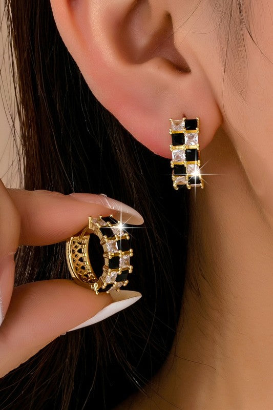 Checkered baguette hoops