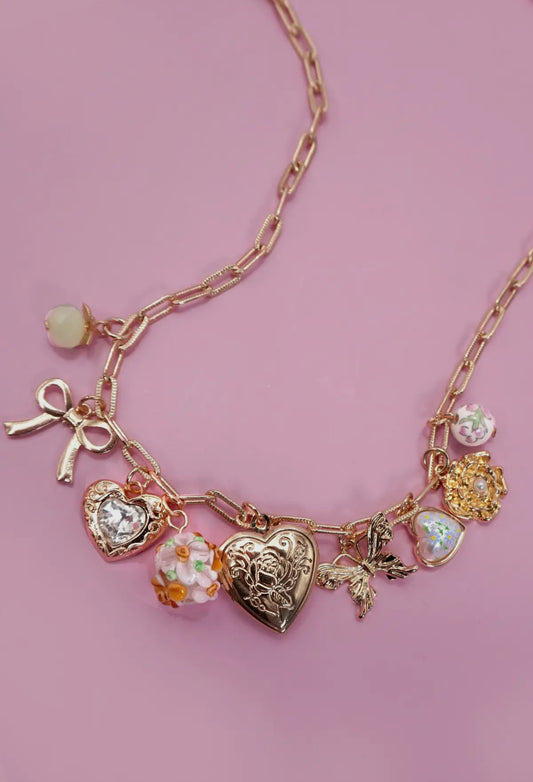 Charm necklace with locket