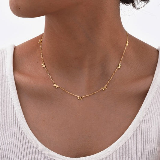 18k bow necklace