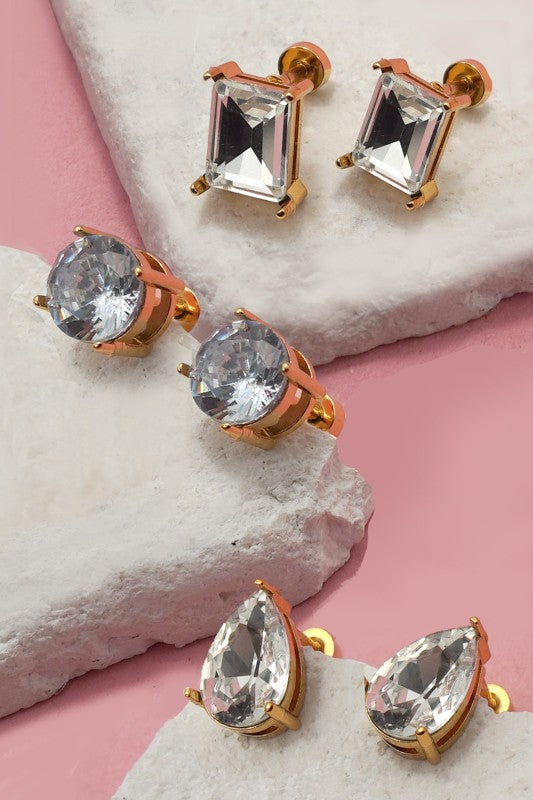 Gem Screw back Earrings