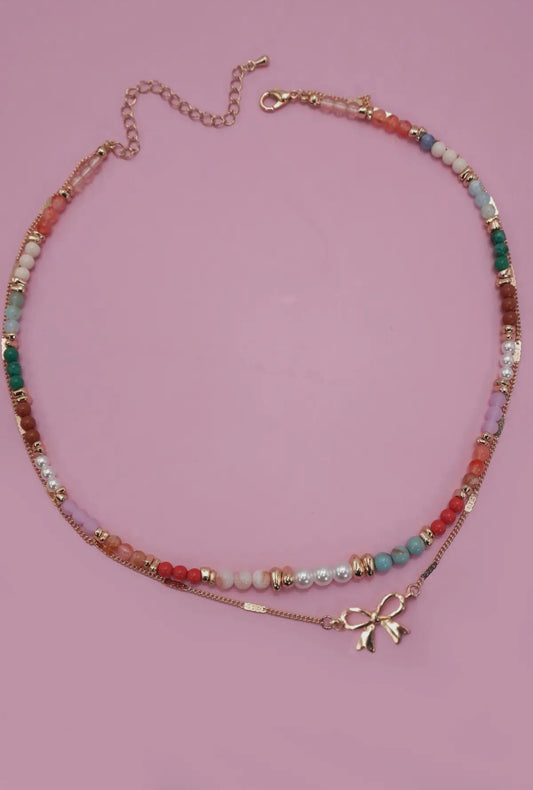 Double layer now charm necklace