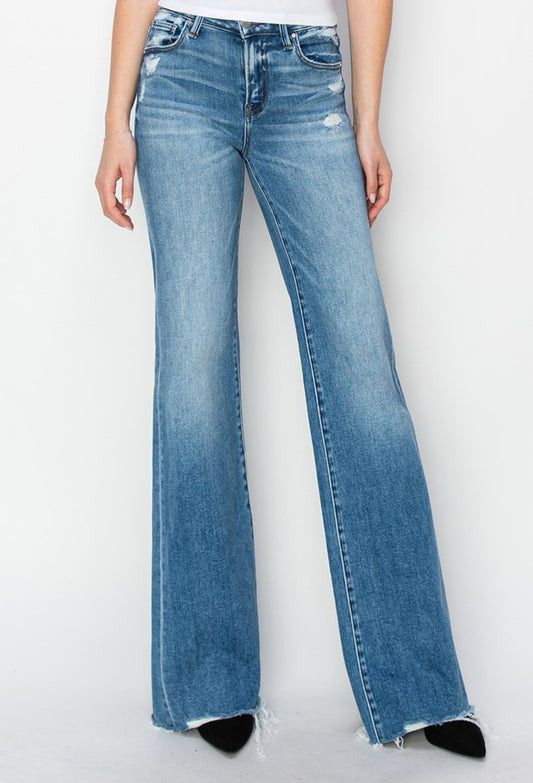 Risen-MidRise Wide Leg Jeans