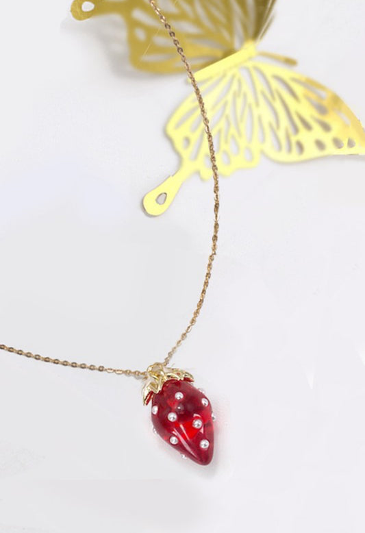 Resin Strawberry Necklace