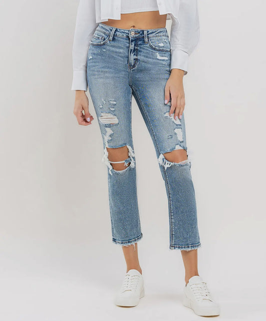 Lovervet High Rise slim straight distressed Jeans