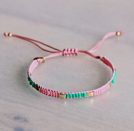 Bazou weave Bracelet green/pink