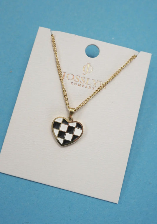 Checkered heart Necklace
