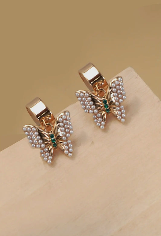 Pearl Paved Butterfly Huggies