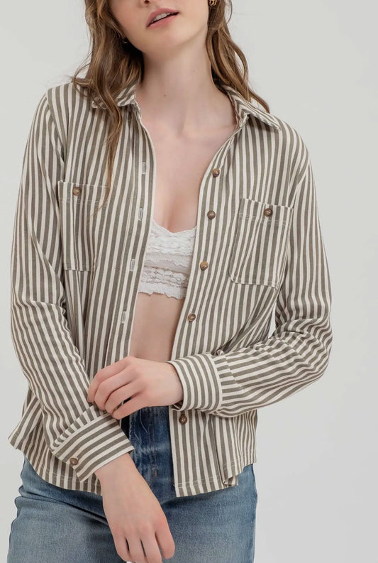 Donna Striped Button Down