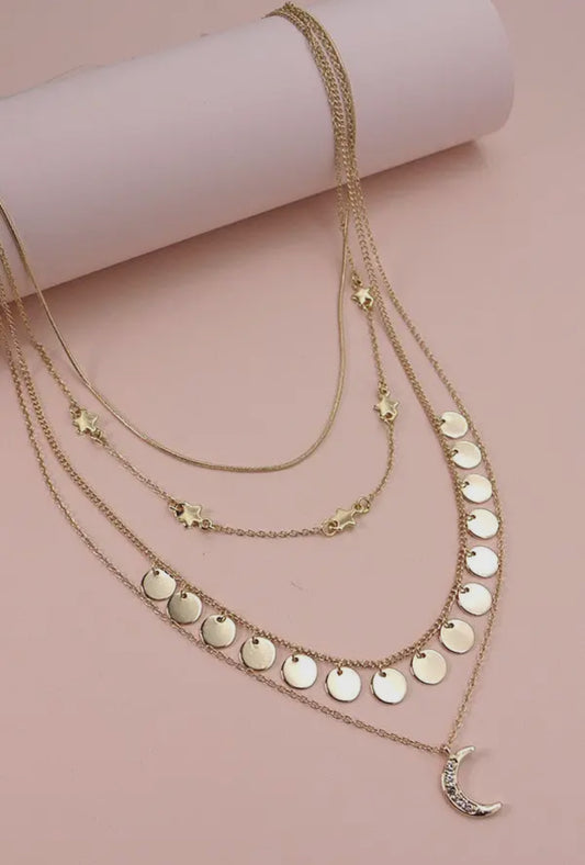 Moon Star Charm Necklace
