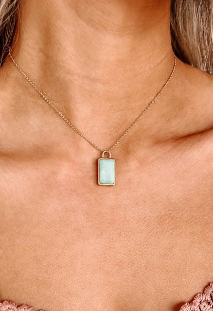 Square mint Charm Necklace