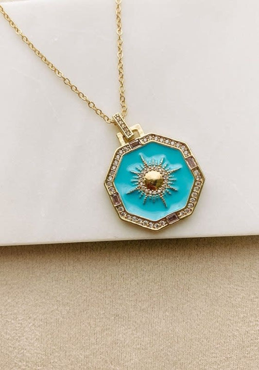 Blue pendant charm necklace (18k)