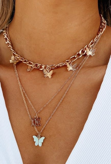 Love/butterfly charm necklace