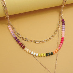 Double Layer multi bean Necklace