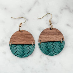 Embossed green Leather Earrings