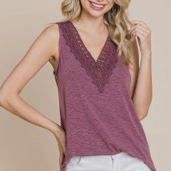 Jersey Knit Tank with Lace