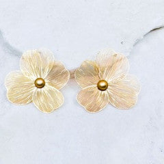 Matte Gold Floral Earrings