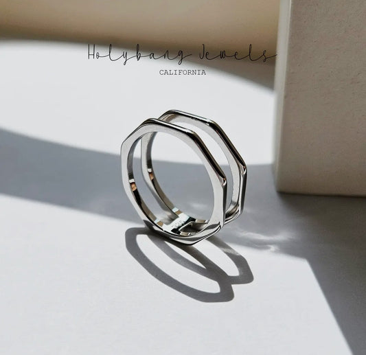 Octagon Double Band Ring